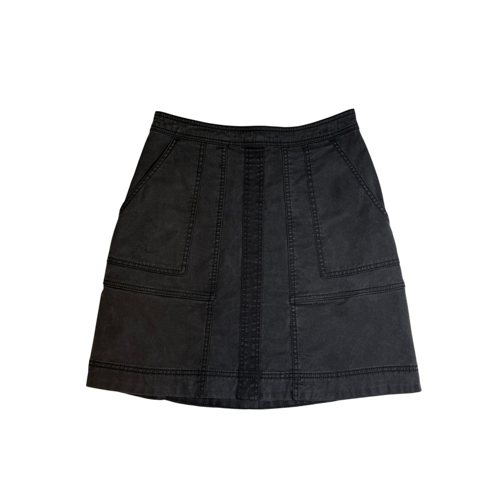 CAbi Zip Line Skirt 8033 Womens 2 Black Lyocell Blend Mini A-Line Utility Skirt